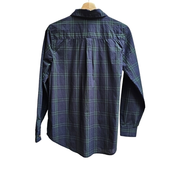 Duffield Lane Jewel Pointe Tunic, Navy and Green Plaid, 100% Cotton, Size Small - Picture 2 of 8